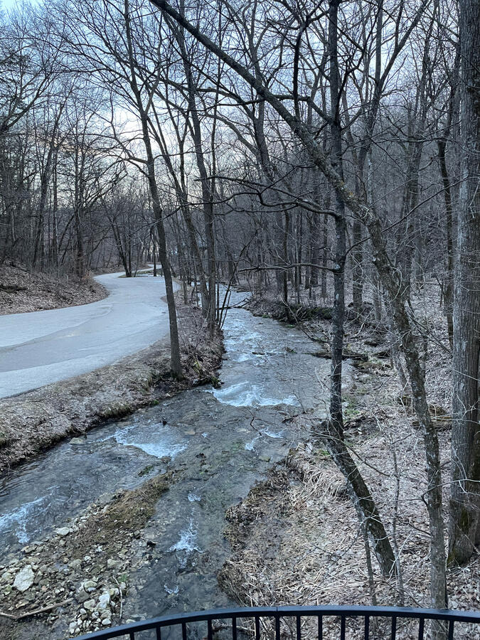 Creek running beside a roadside trail near Dunning’s Spring in Decorah.