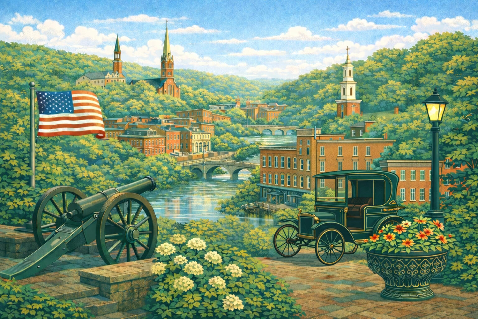 lindsborg town illustration